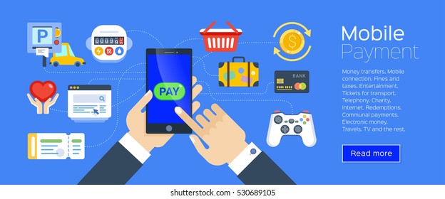 Flat design concepts for Internet Security, Mobile Payment, Marketing Solution. Concepts for web banners and promotional materials.