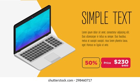 flat design concepts for marketing. Concepts for online advertising, mobile marketing and digital marketing. Laptop discount template.