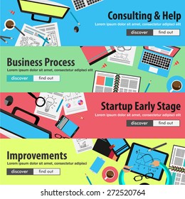Flat design concepts for mobile marketing and money investments, consulting, team work, project management, brainstorming, research and development. Ideal for web banner and printed materials.