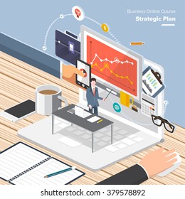 Flat design concepts for Online Business Strategic Plan, Payment Plan, Store Management Concepts for web banners and promotional materials.