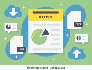 Conceptos de diseño plano para comunicación en línea, red social, comunicación estratégica, email marketing, seguridad de internet, computación en nube. Conceptos para banners web y materiales promocionales.
