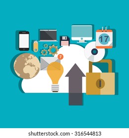 Flat design concepts for online communication, internet security, cloud computing. Concepts for web banners and promotional materials.