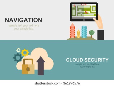 Flat design concepts for online communication, internet security, cloud computing. mobile navigation. Flat design modern vector illustration