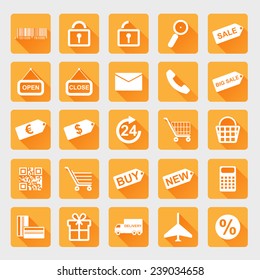 Flat design concepts online shopping and e-commerce icon