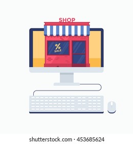 Flat design concepts online shopping and e-commerce. Vector illustration.