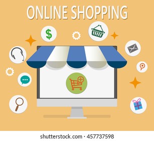 Flat design concepts online shopping and e-commerce.