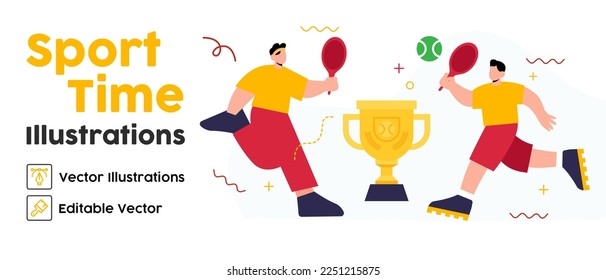 Flat design concepts for playing tennis, tennis tournament and match. Tennis player hitting a ball, tennis