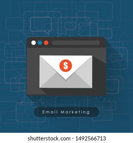 Flat design concepts for send or receive email marketing, business communication and marketing