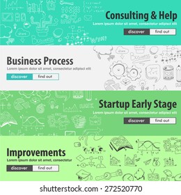 Flat design concepts for startups, consulting,  business, finance, management, team work, analysis, strategy and planning, Ideal to use for printed materials, brochures or banners