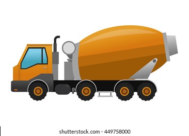 flat design concrete mixer truck icon vector illustration