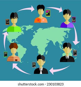 Flat design connection concept for social network. vector 
