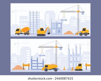 Flat design construction business background illustration