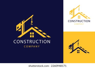 flat design construction company logo template