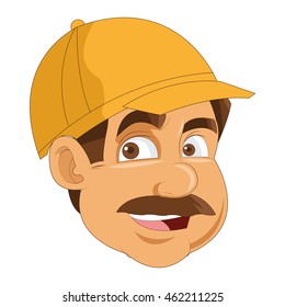flat design construction or industrial worker icon vector illustration