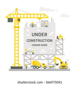 Flat Design Construction Site Sign Illustration Vector