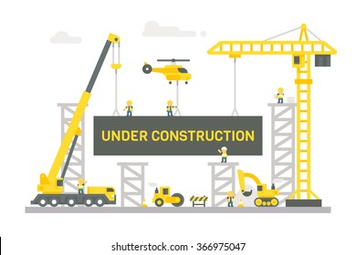 Flat design construction site sign illustration vector