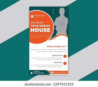 Flat design construction timeline story or web banner poster design template