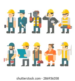 Flat design of construction worker set illustration vector