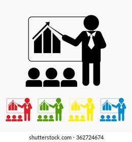 Flat design consult vector illustration several people in business hall.