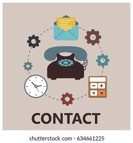 Flat design contact icon for web and business. vector illustration.