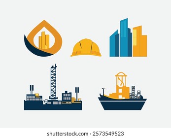 Flat design container ship illustration