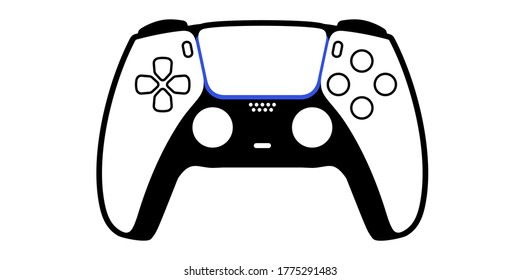 Flat Design Controller Vector Illustration. Black And White And Blue
Joystick Or Gamepad Isolated On A White Background