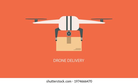 Flat design convenient transportation concept. delivery drone with a package