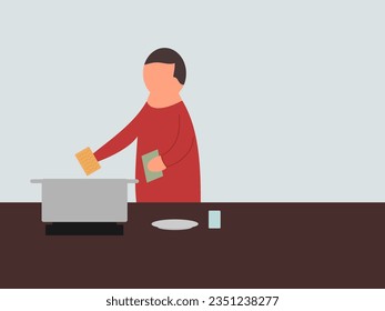  flat design cooking noodles vector illustration