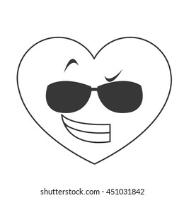 flat design cool sunglasses heart cartoon icon vector illustration