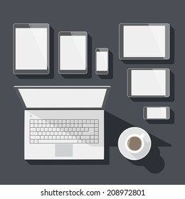 Flat design corporate identity mock-up template. Vector eps10 with transparency.