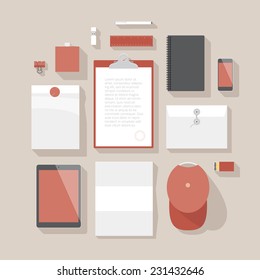 Flat design corporate identity mock-up template. Vector eps10 with transparency.