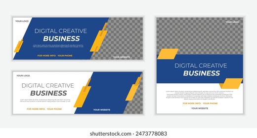 Flat design Corporate social media banner template set collection