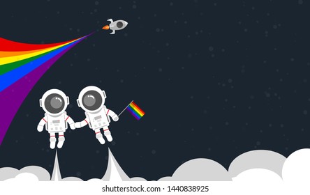 astronaut holding the gay pride flag