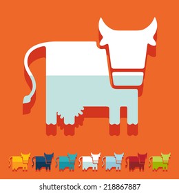 Flat design, cow, livestock, farm