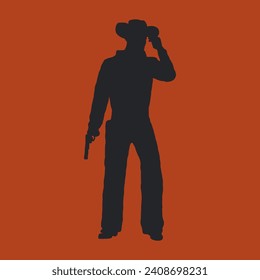 Flat design cowboy silhouette illustration