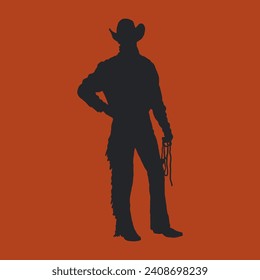 Flat design cowboy silhouette illustration