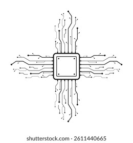 Flat design cpu circuit board icon vector illustration