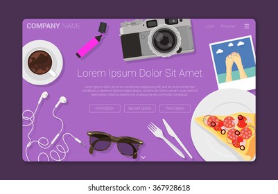 Flat design creative  workspace concept for web design. Concept for web site and promotion.