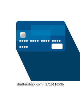 Flat design credit card isolated on white background with shadow
