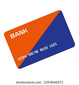 Flat design credit card template. Vector Cartoon illustration isolated on white. Design element, Finance concept, Online payment. Business equipment, E-commerce object for Paying.