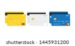 Flat design credit cards set isolated on white background.