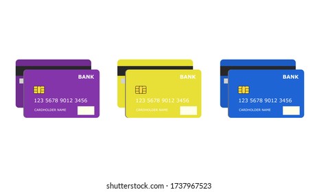 Flat design credit cards set isolated on white background. - Shutterstock ID 1737967523