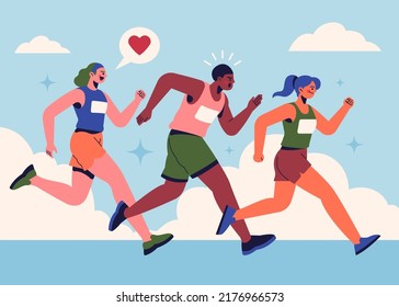 Flat Design Cross Country Illustration Vector Illustration.