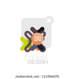 Geometrisches Flachdesign-Cross-Form-Sticker-Symbol, Papierstil-Design mit Kaufen jetzt Beispieltext, für Geschäfts- oder Webpräsentationen, App- oder Schnittstellenschaltflächen, Banner und Etiketten von Internetseiten