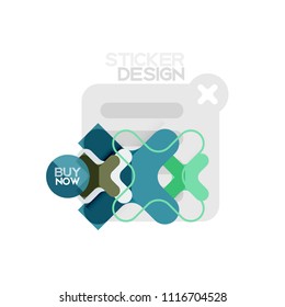 Flat design cross shape geometric sticker icon, paper style design with buy now sample text, for business or web presentation, app or interface buttons, internet website store banners and labels