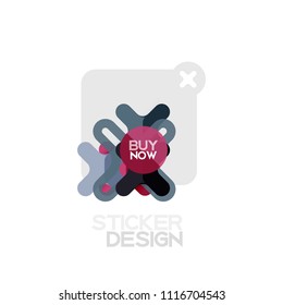 Flat design cross shape geometric sticker icon, paper style design with buy now sample text, for business or web presentation, app or interface buttons, internet website store banners and labels