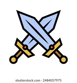 Flat design crossed swords icon. Battle icon. Vector.