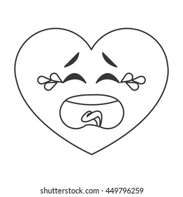 flat design crying heart cartoon icon vector illustration