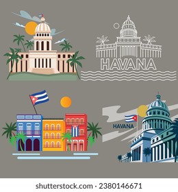 Ilustraciones de diseño plano de la construcción de HAVANA