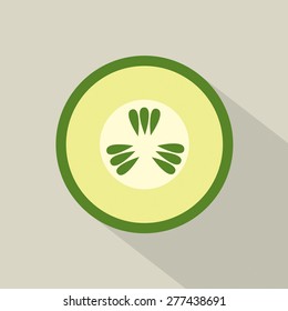 Flat Design Cucumber Icon Vector Illustration